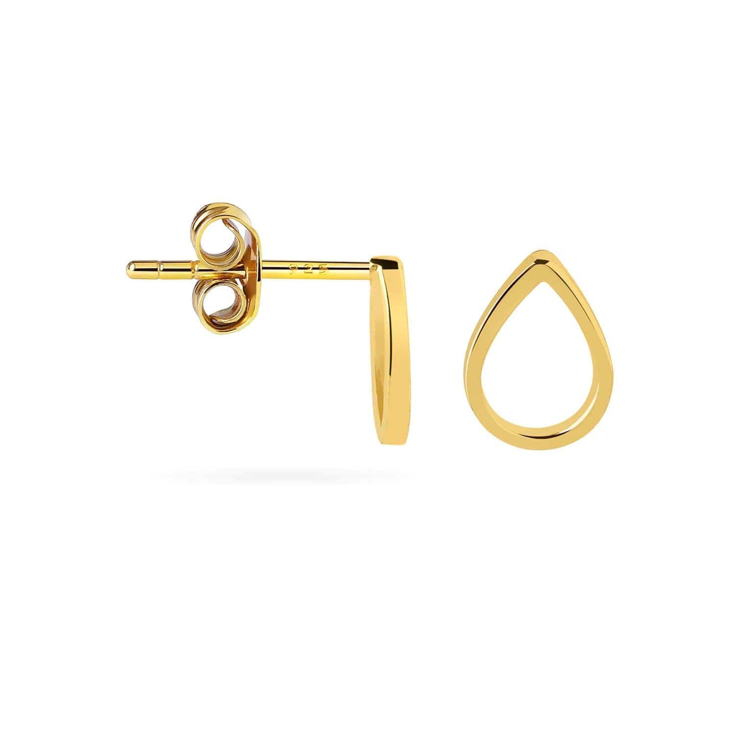 side view gold plated droplet stud earring