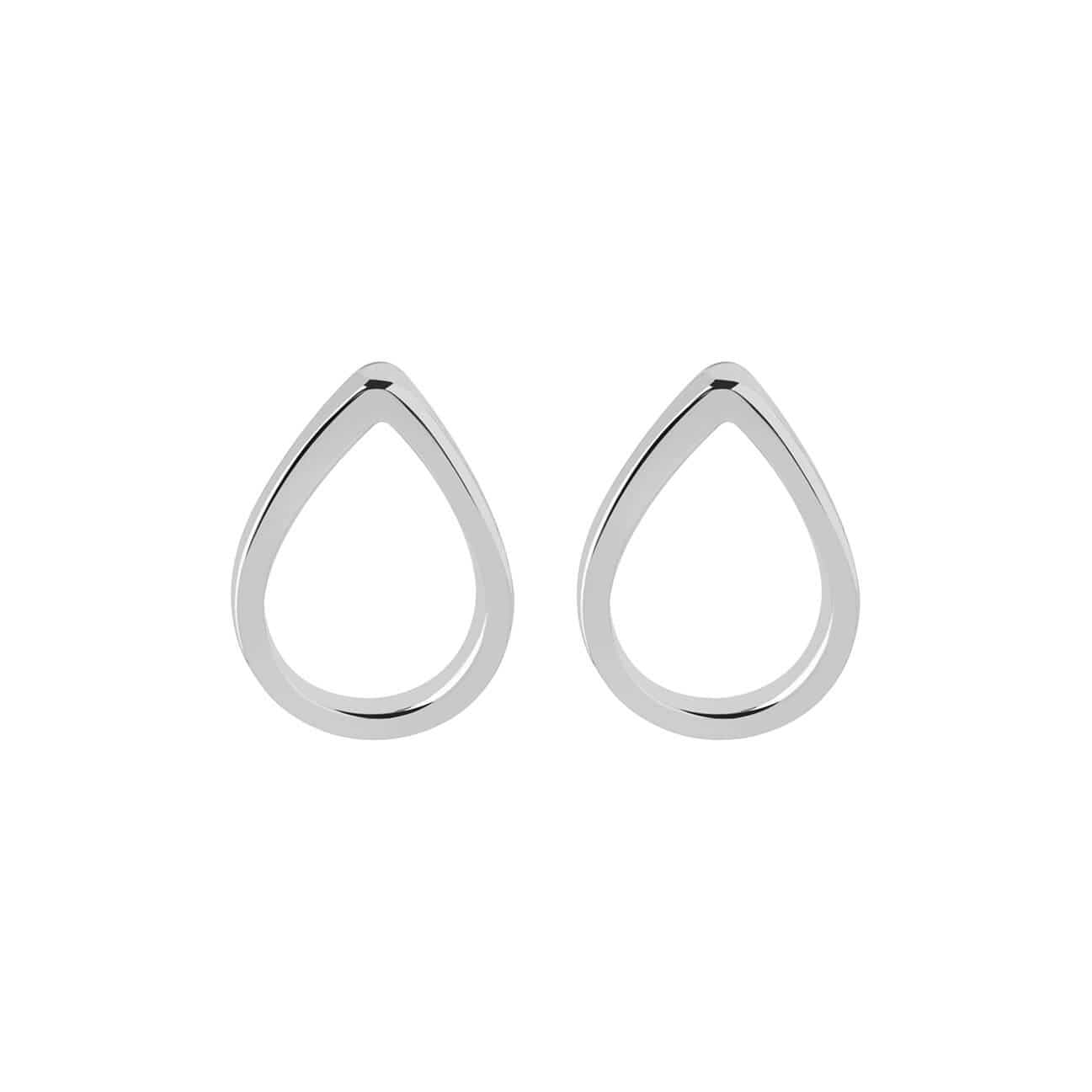 front view silver droplet stud earring