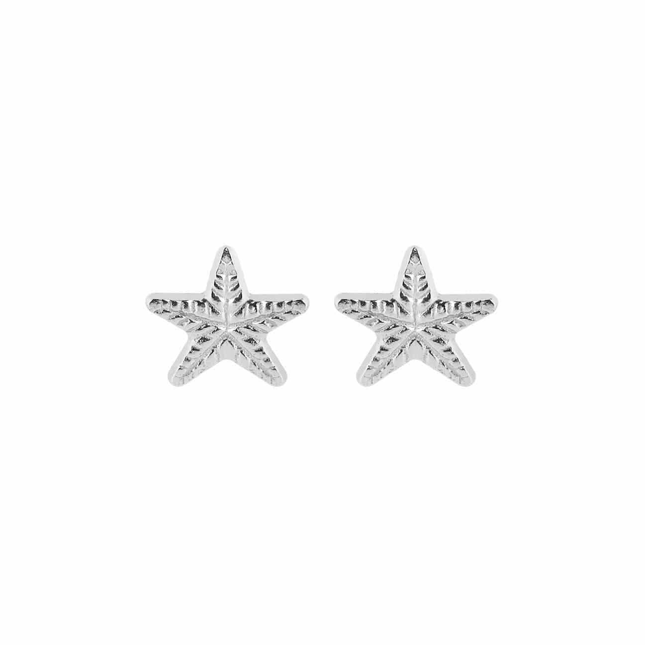 front view sea star silver ear stud