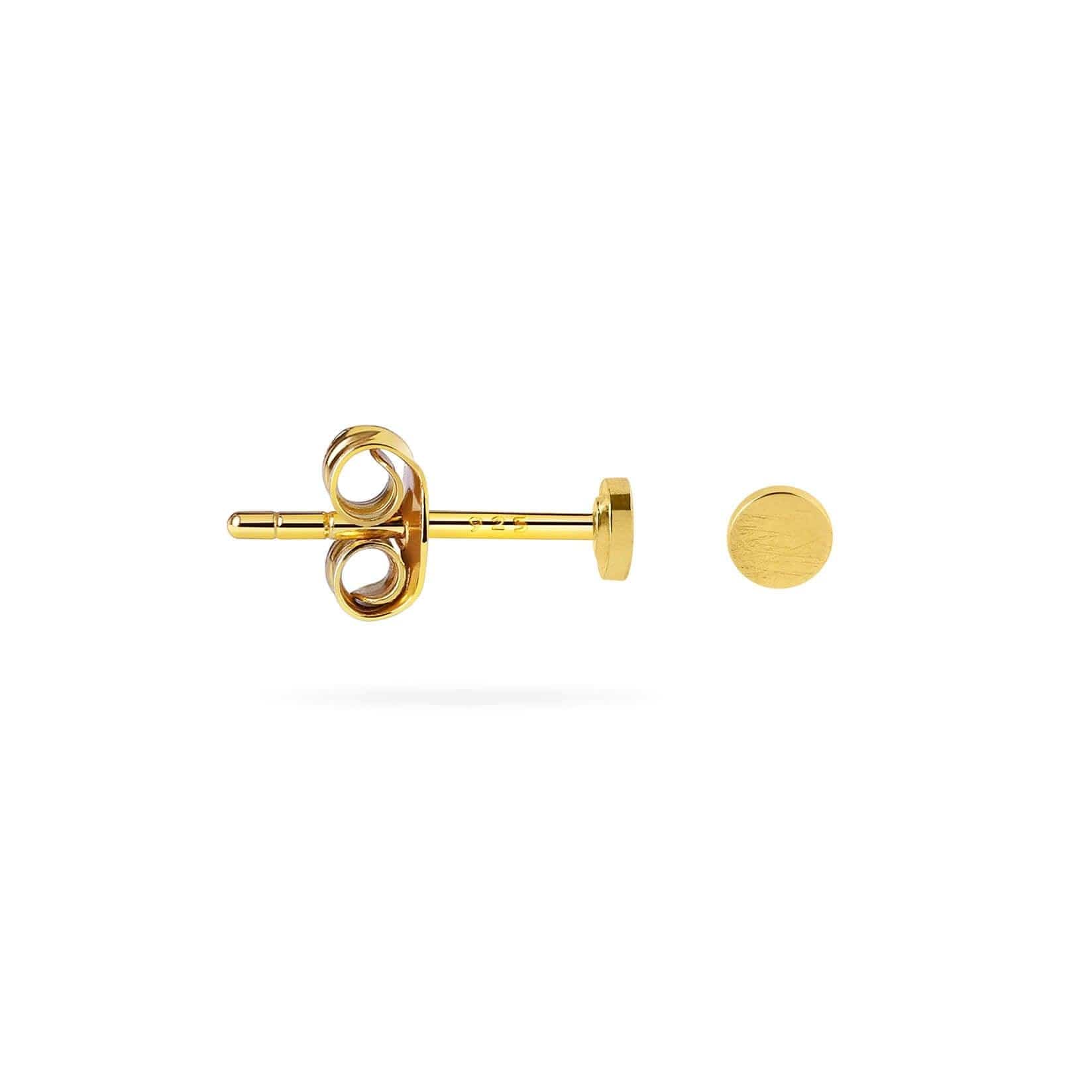 side view matte gold plated 3mm stud earring