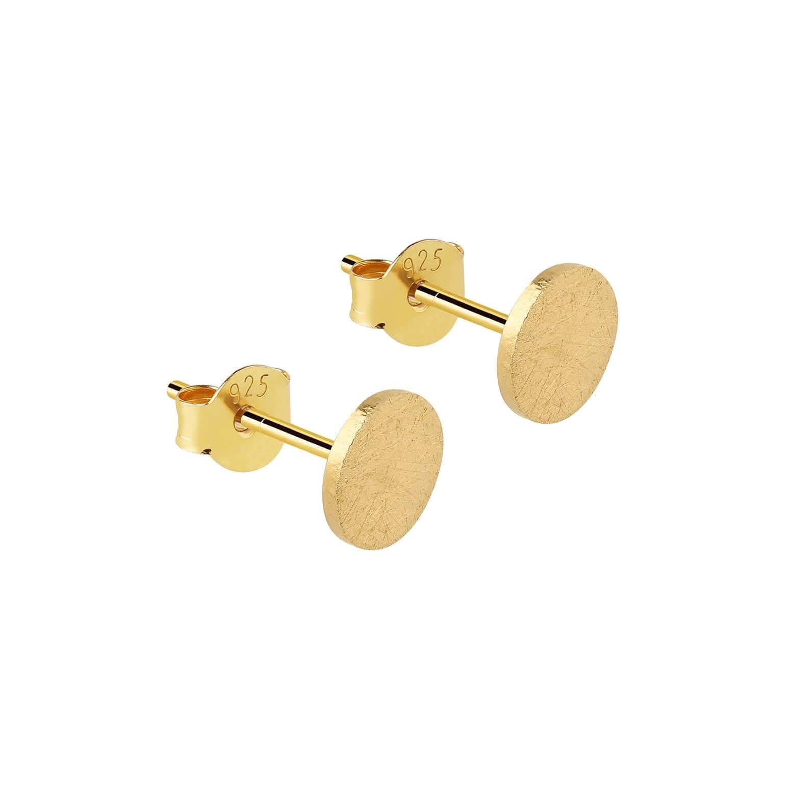 Matte gold plated 7mm Coin Stud Earring