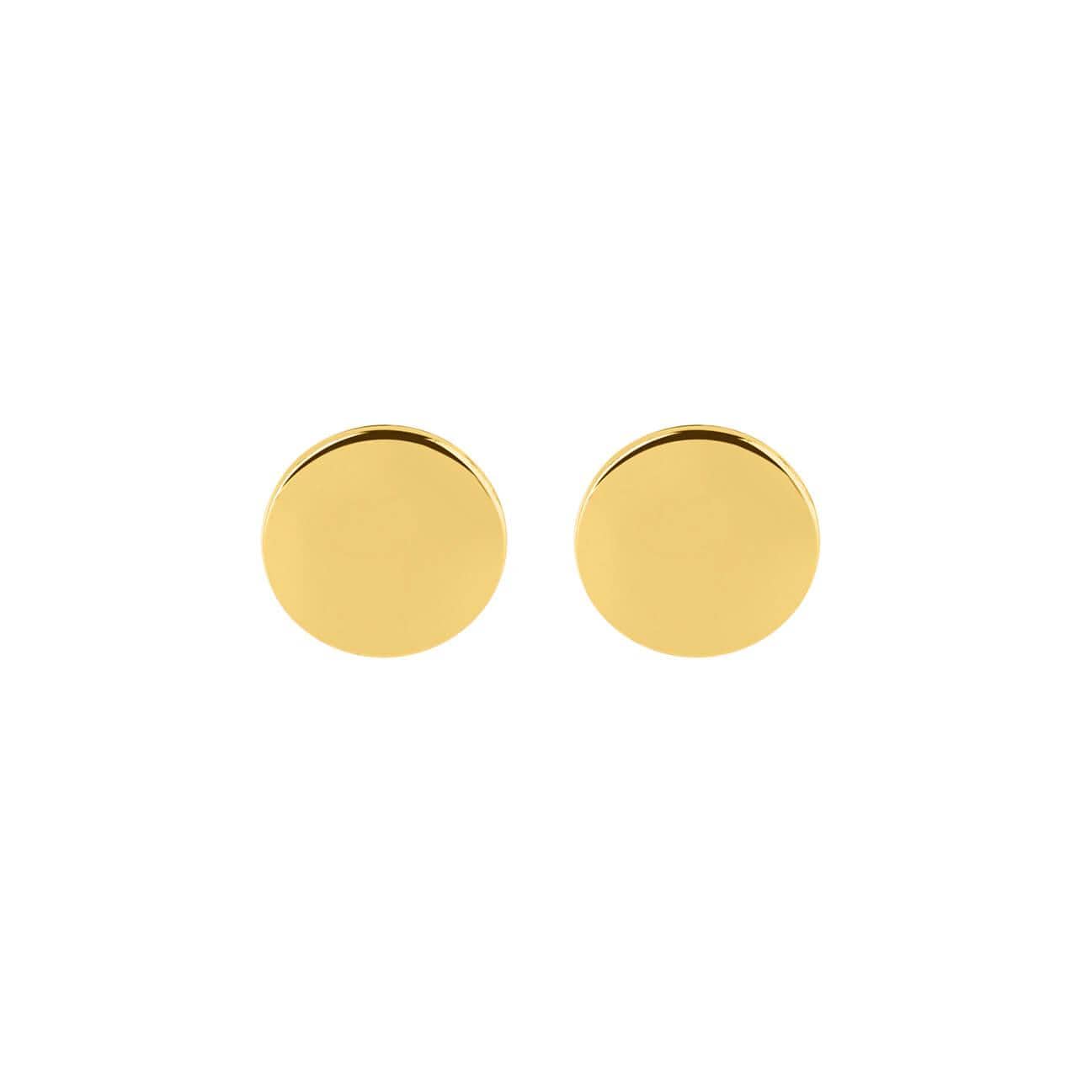front view Gold plated Coin Stud Earring