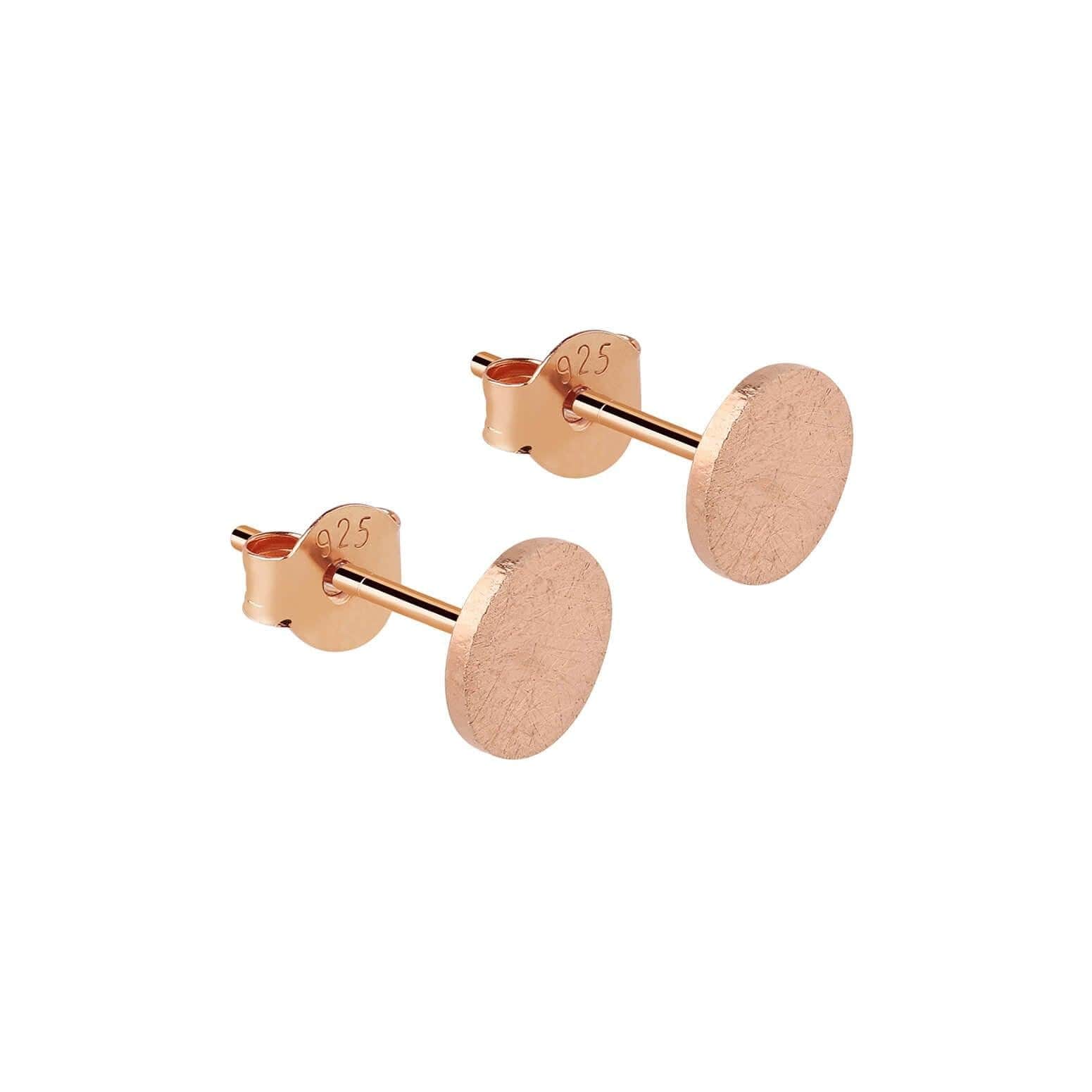Matte rose gold plated 7mm Coin Stud Earring