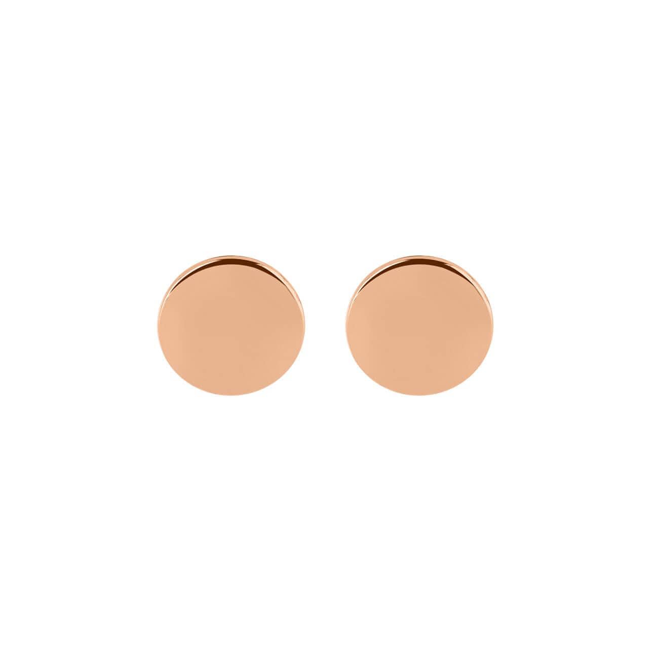 front view Rose Gold plated Coin Stud Earring