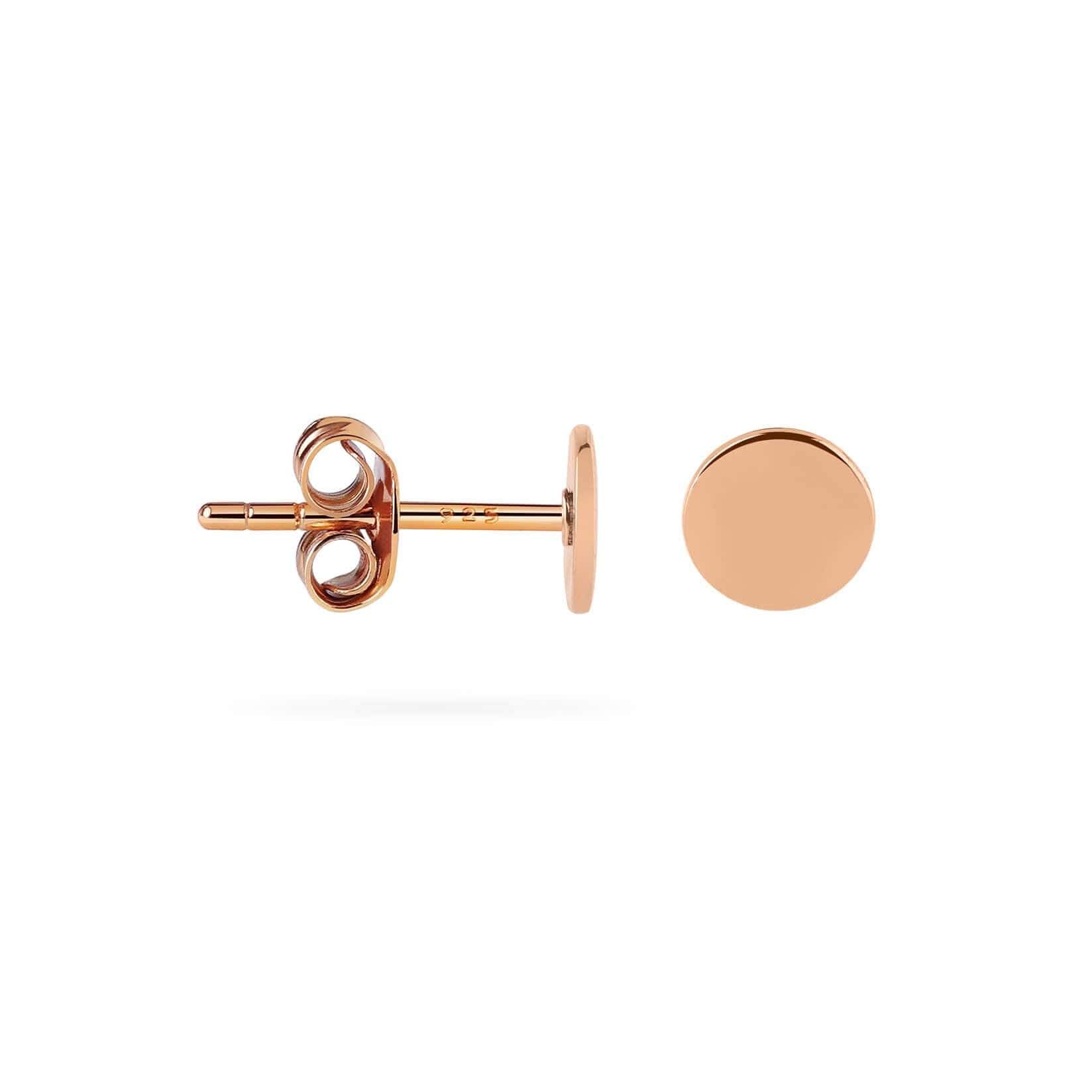 side view Rose Gold plated Coin Stud Earring