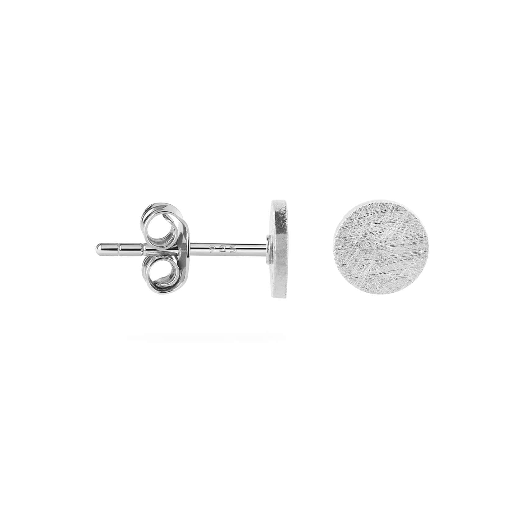 side view Matte silver 7mm Coin Stud Earring