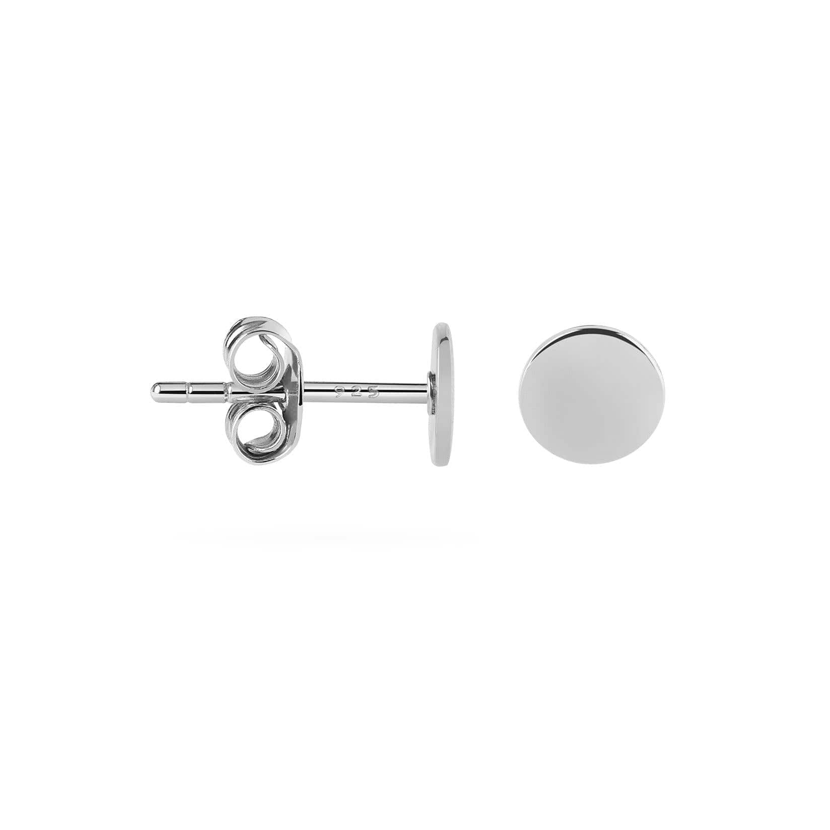 side view Silver Coin Stud Earring