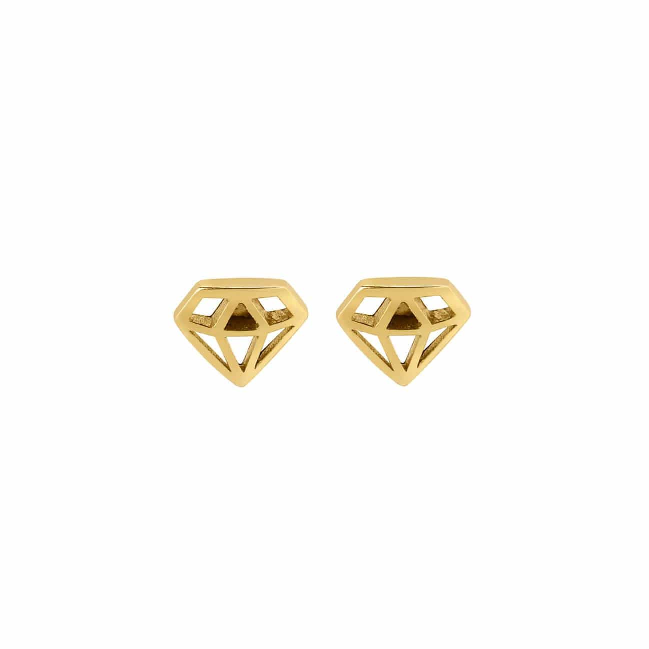 front view SMALL gold plated DIAMOND STUD EARRINGS