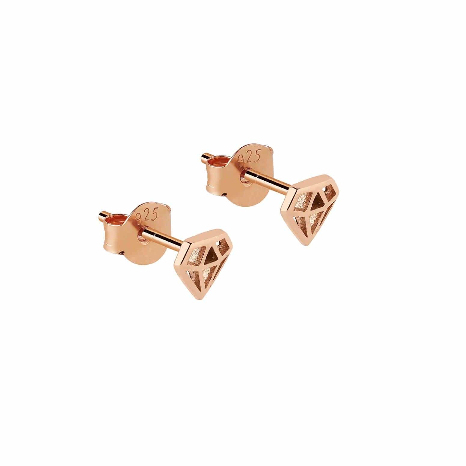 SMALL rose gold plated DIAMOND STUD EARRINGS