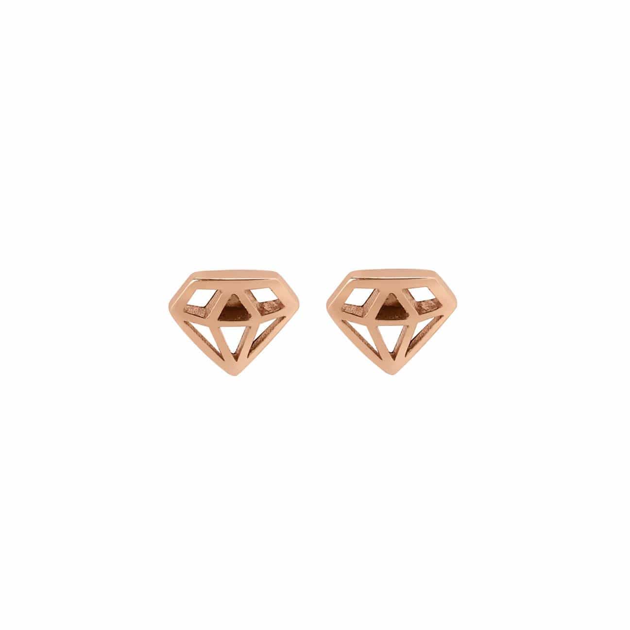 front view SMALL rose gold plated DIAMOND STUD EARRINGS