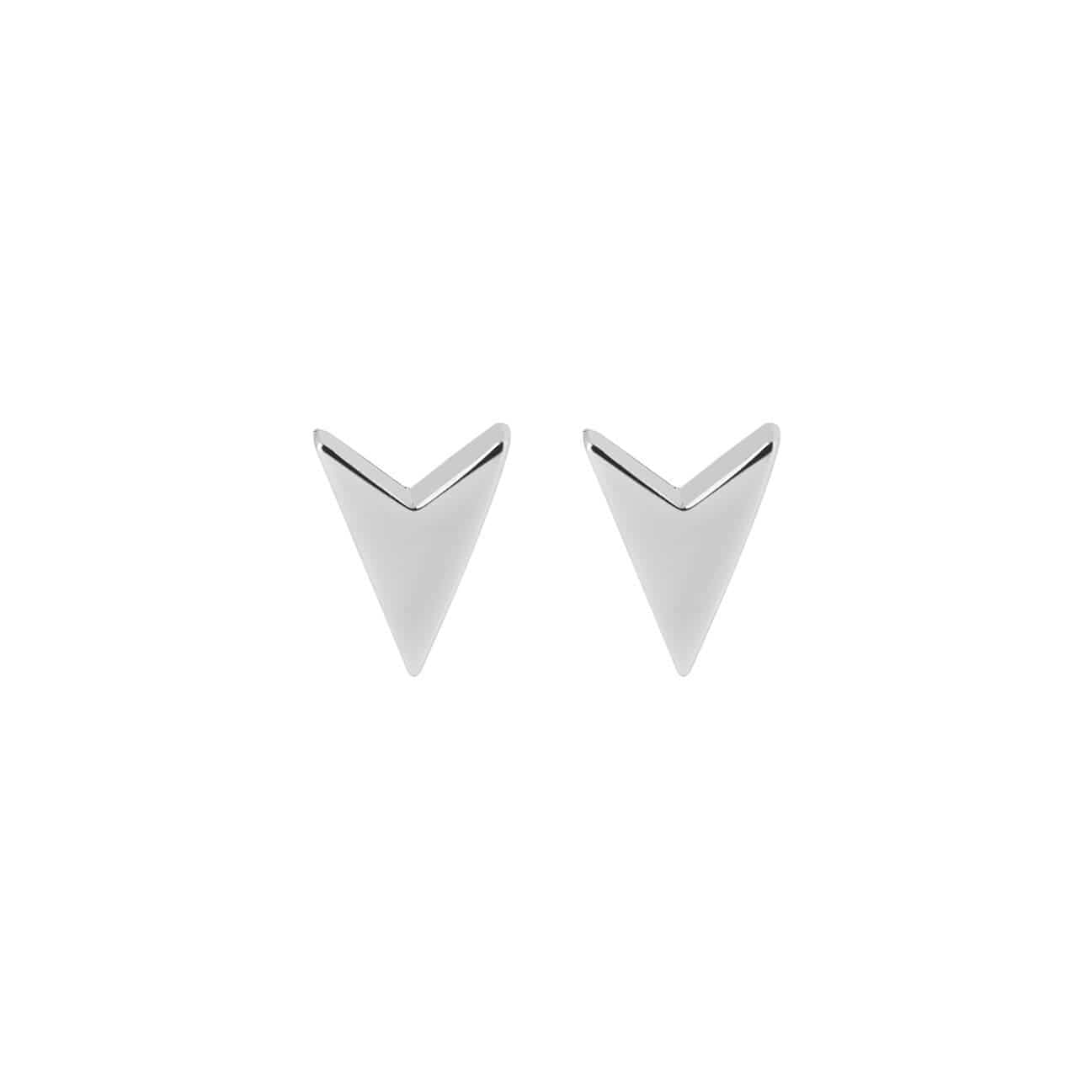 front view Silver Arrow-head Stud Earrings