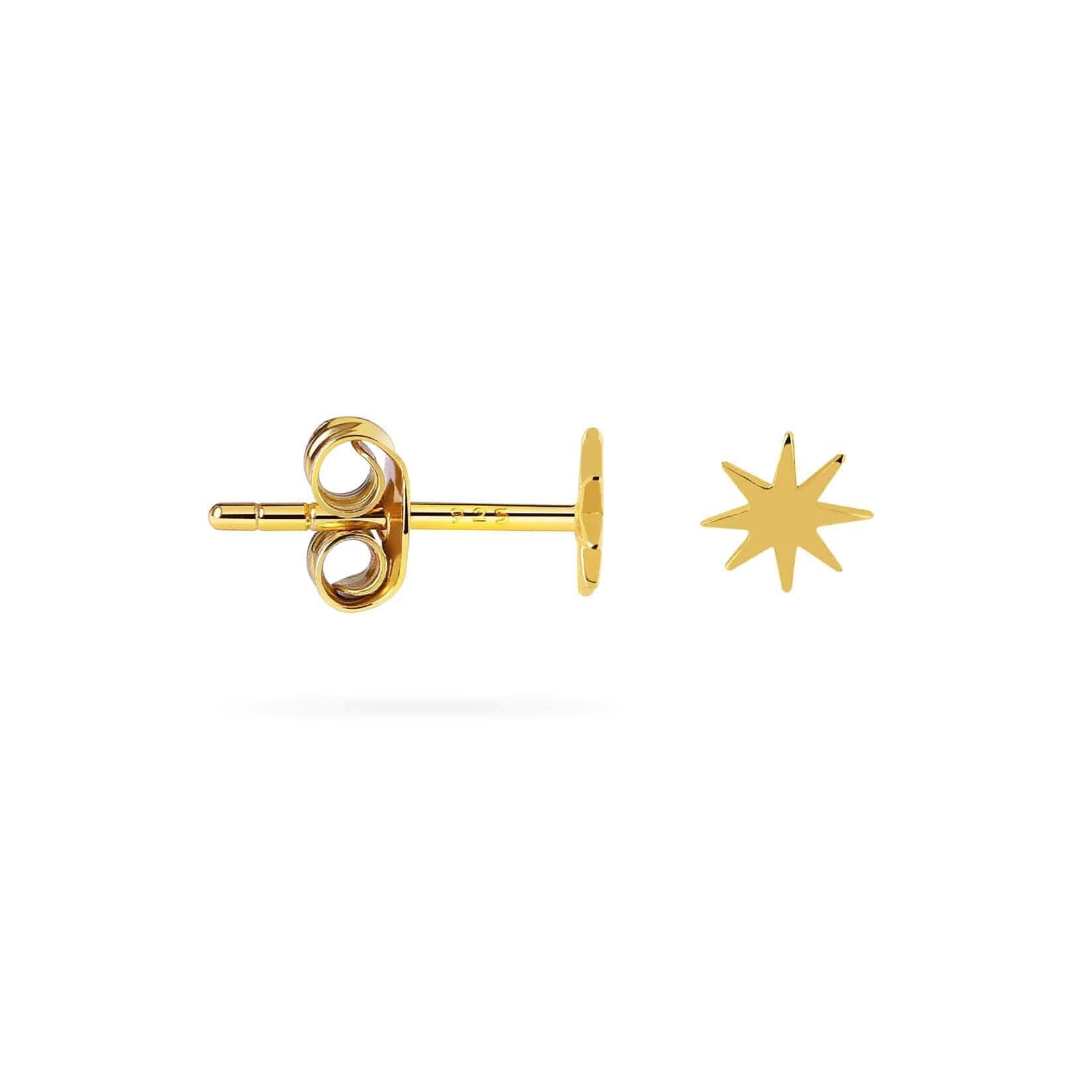 side view sun stud earring gold plated