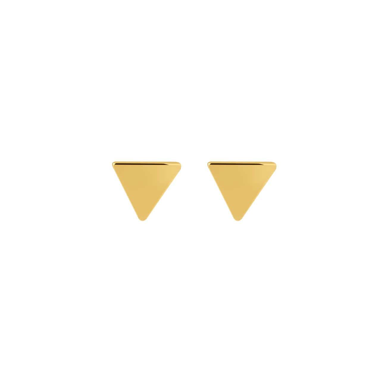 front view triangle gold plated ear stud