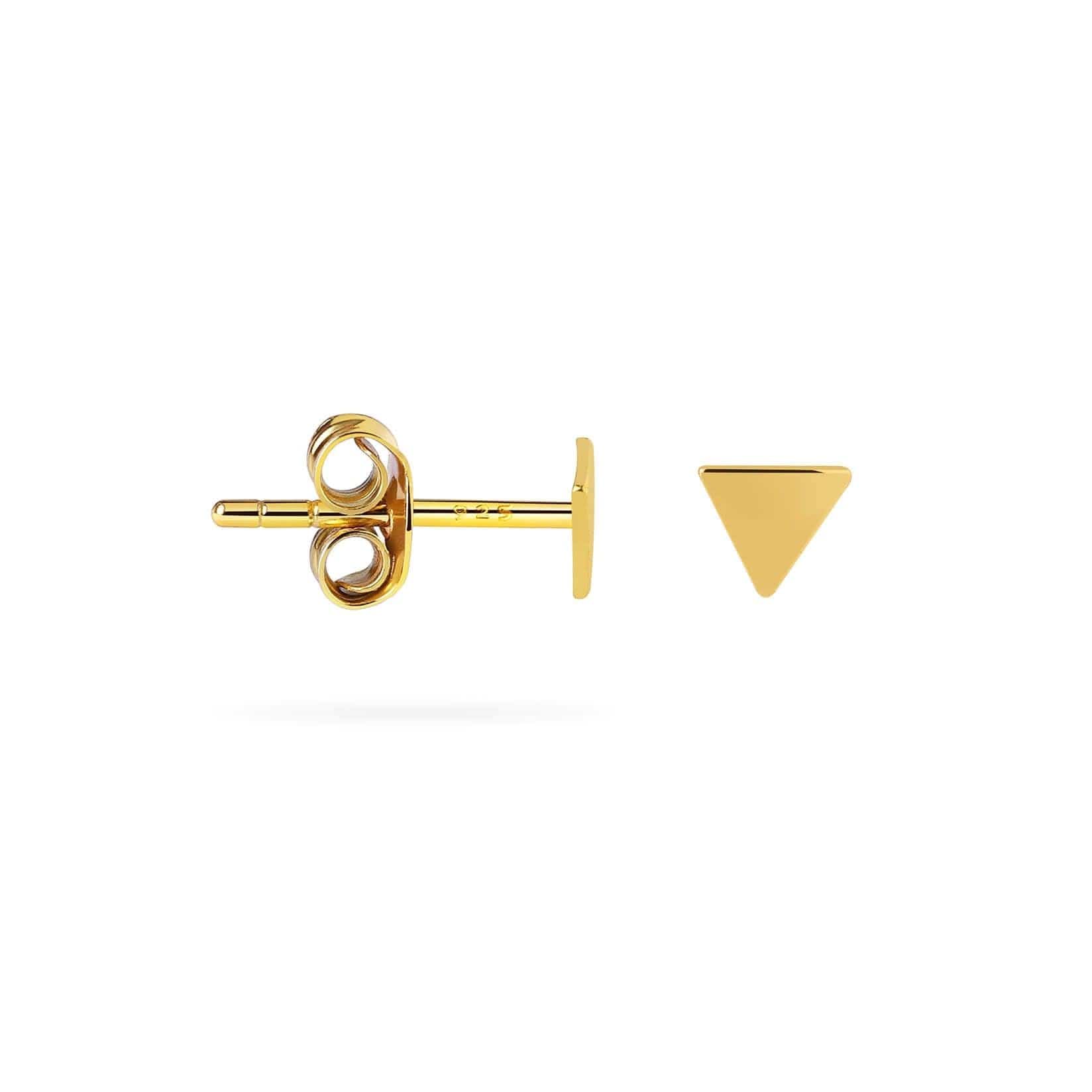 side view triangle gold plated ear stud