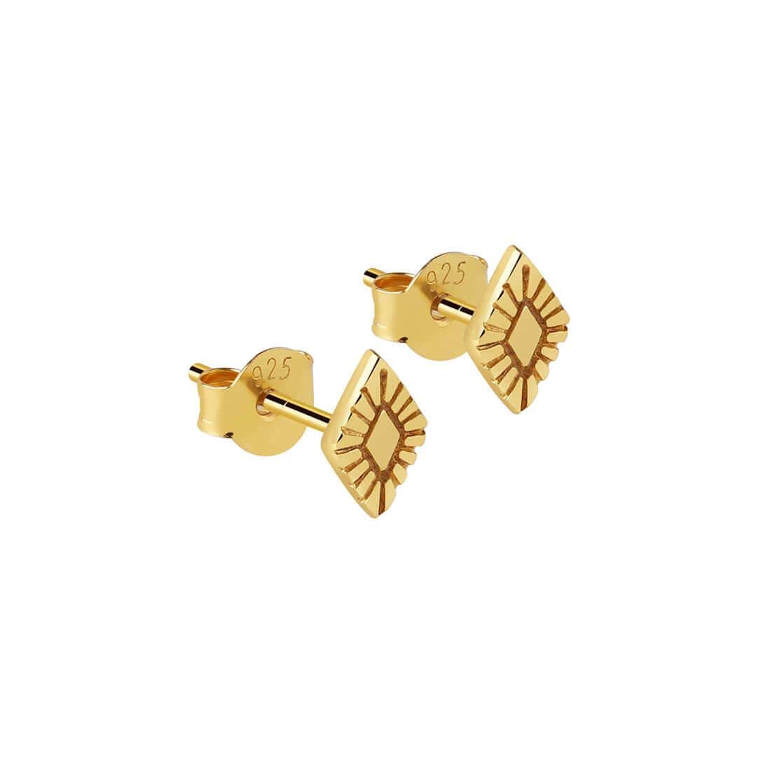 gold plated rhombus stud earring
