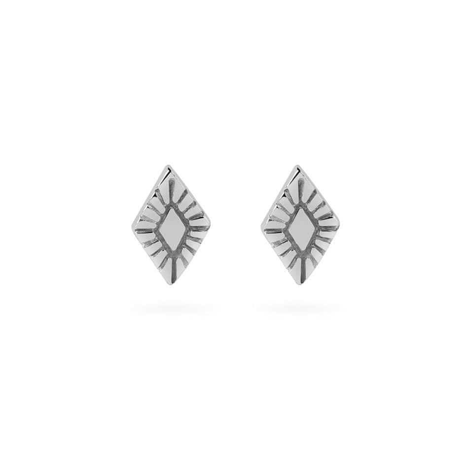 front view silver rhombus stud earring