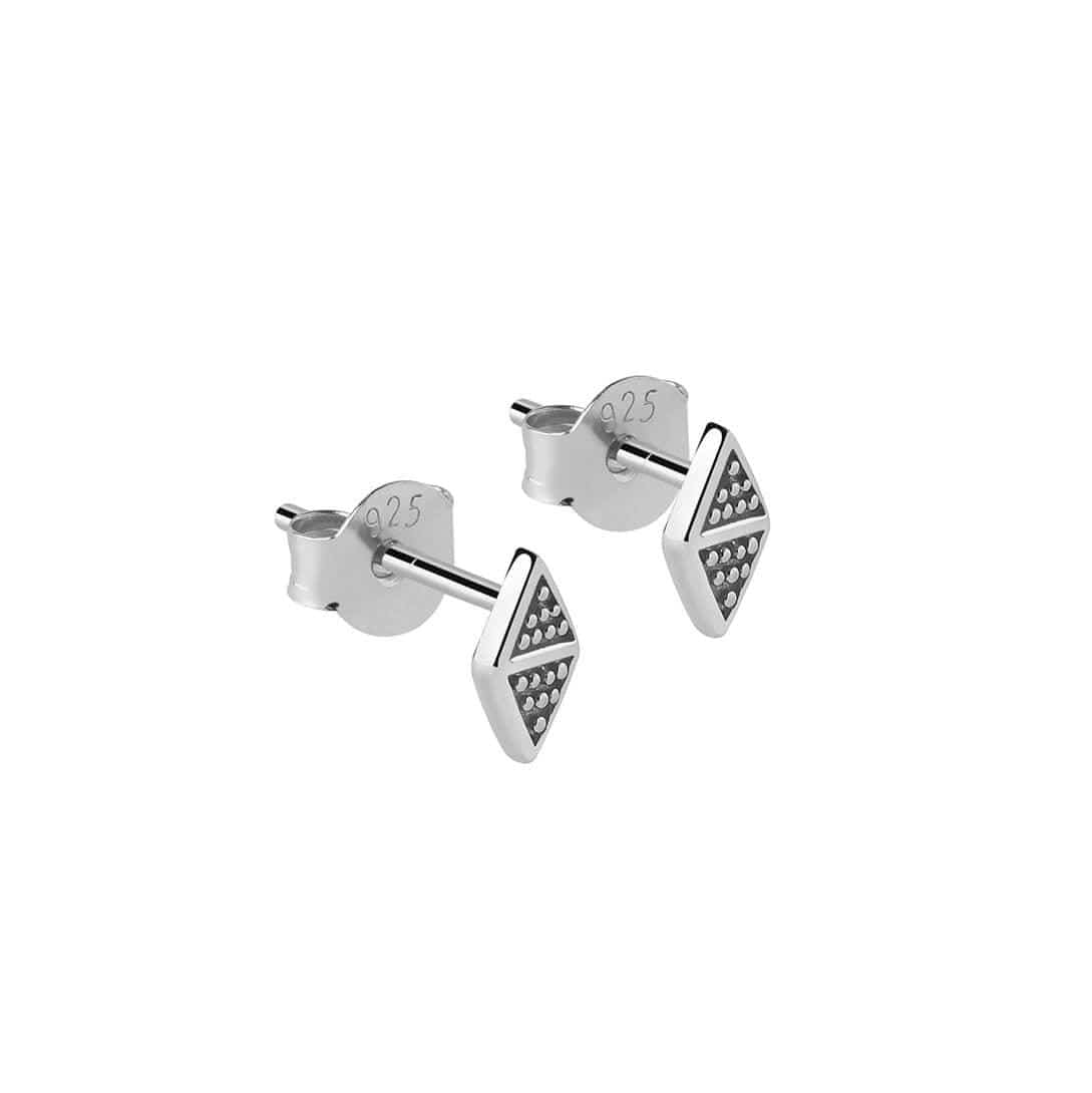 silver rhombus ball pattern stud earrings