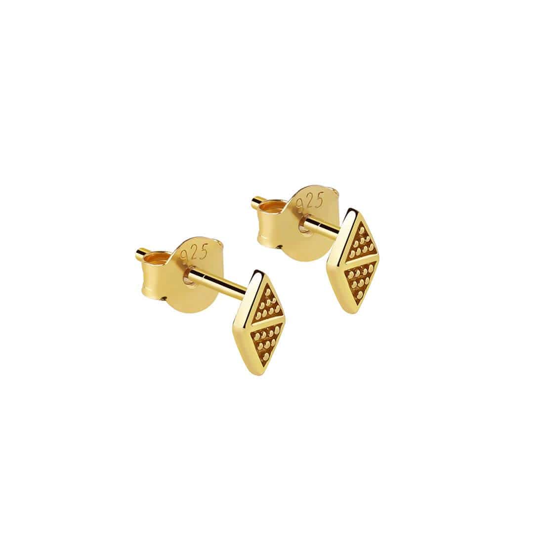 gold plated rhombus ball patern stud earrings