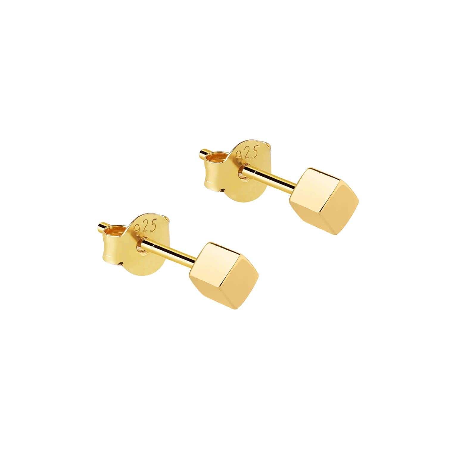 block stud earring gold plated
