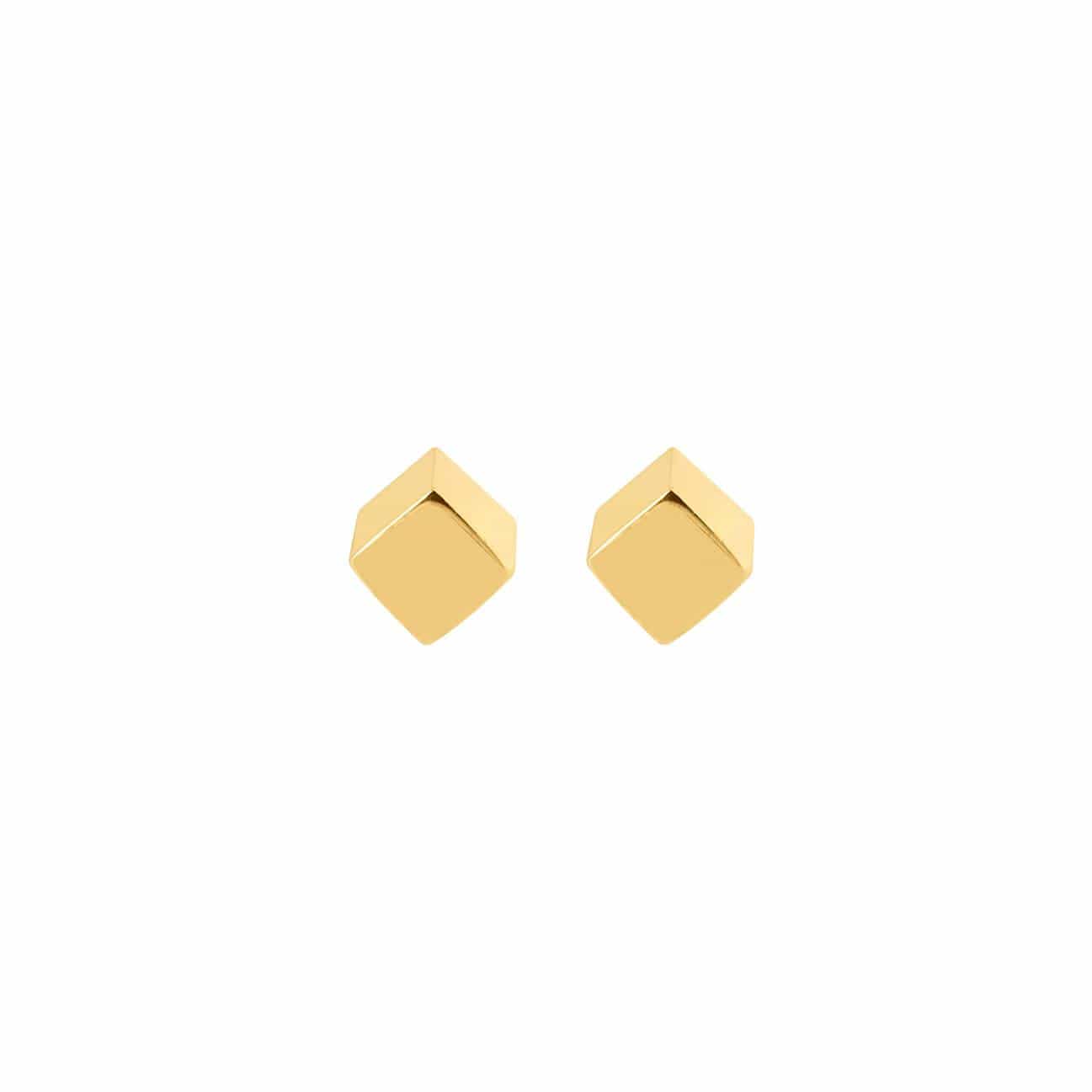front view block stud earring gold plated