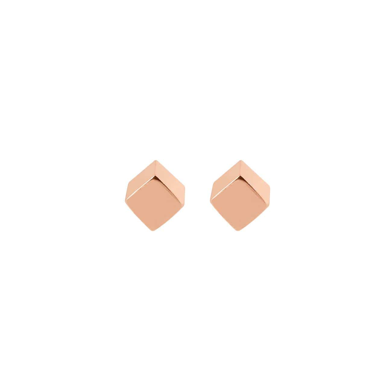 front view block stud earring rose gold plated
