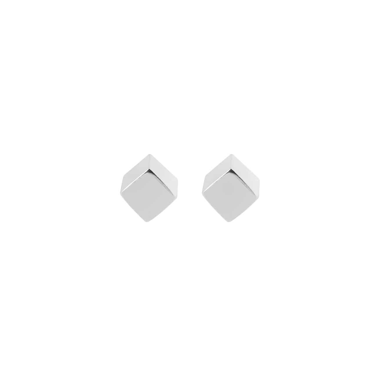 front view block stud earring silver