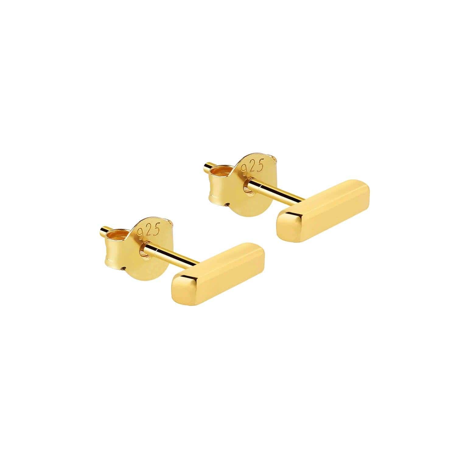 gold plated bar stud earring