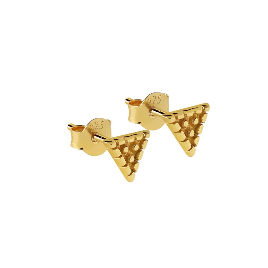 Gold Plated Triangle with Balls Pattern Stud Earrings