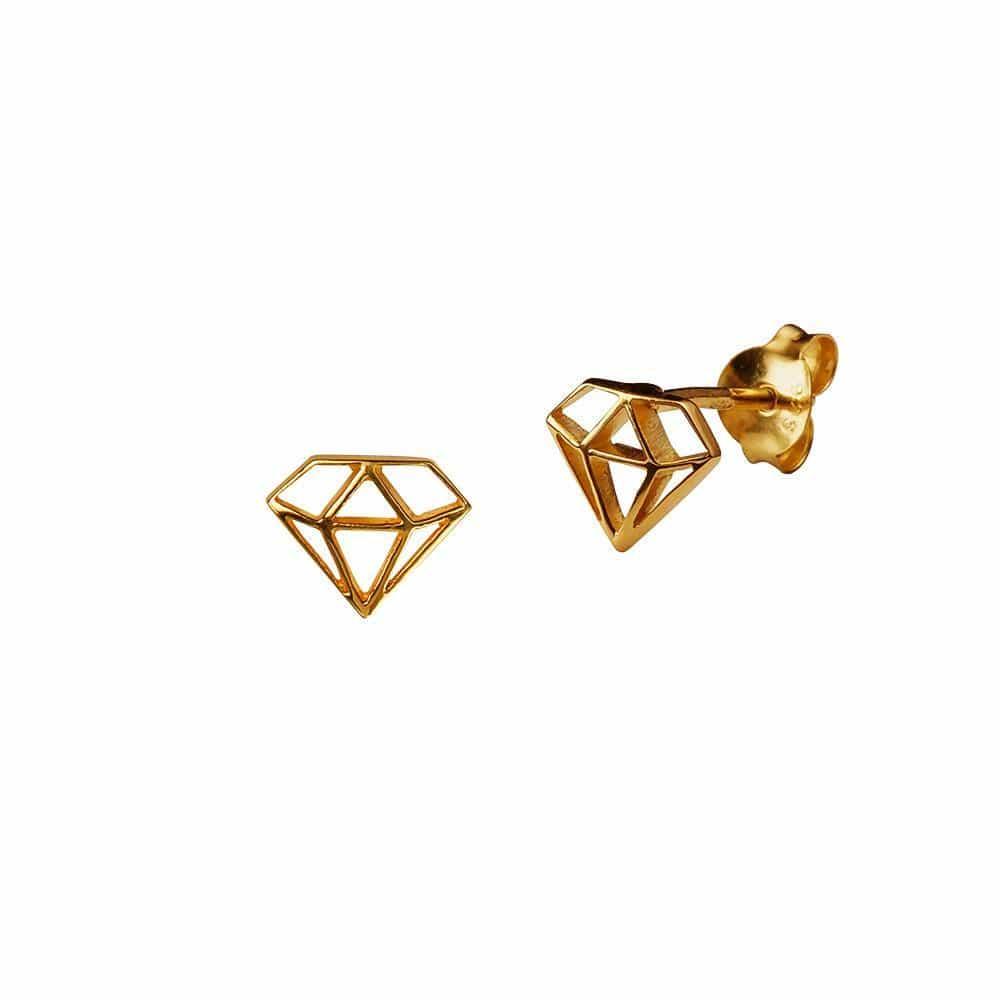 Gold Plated Big Diamond Stud Earrings