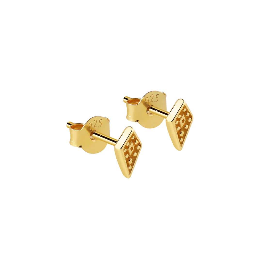 Gold Plated Shield Stud Earrings