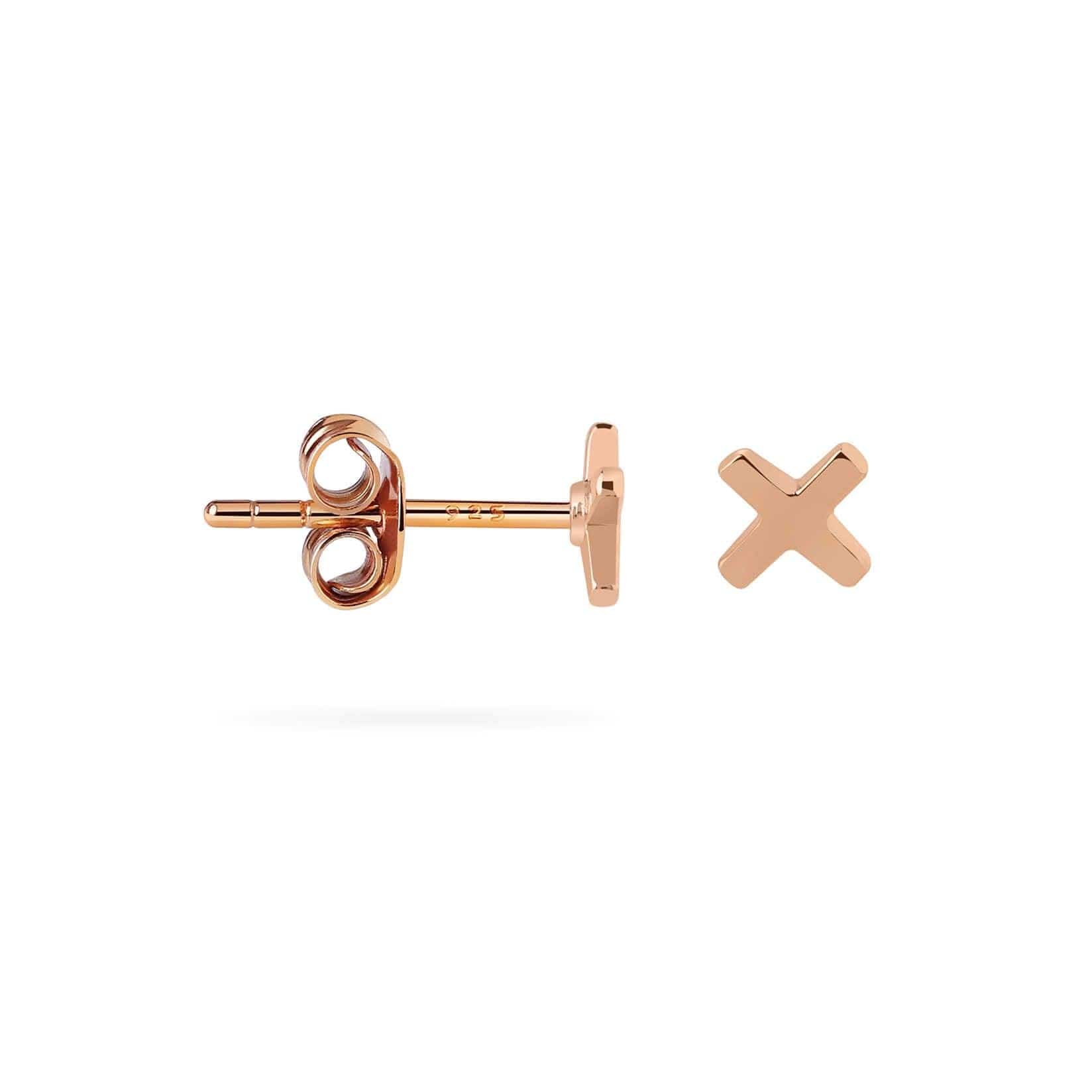 side view Rose Gold Plated Cross Stud Earrings