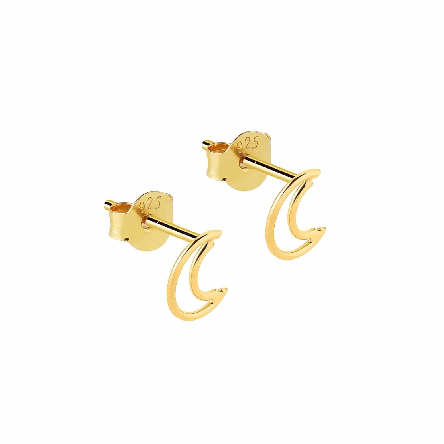 open moon gold plated stud earring