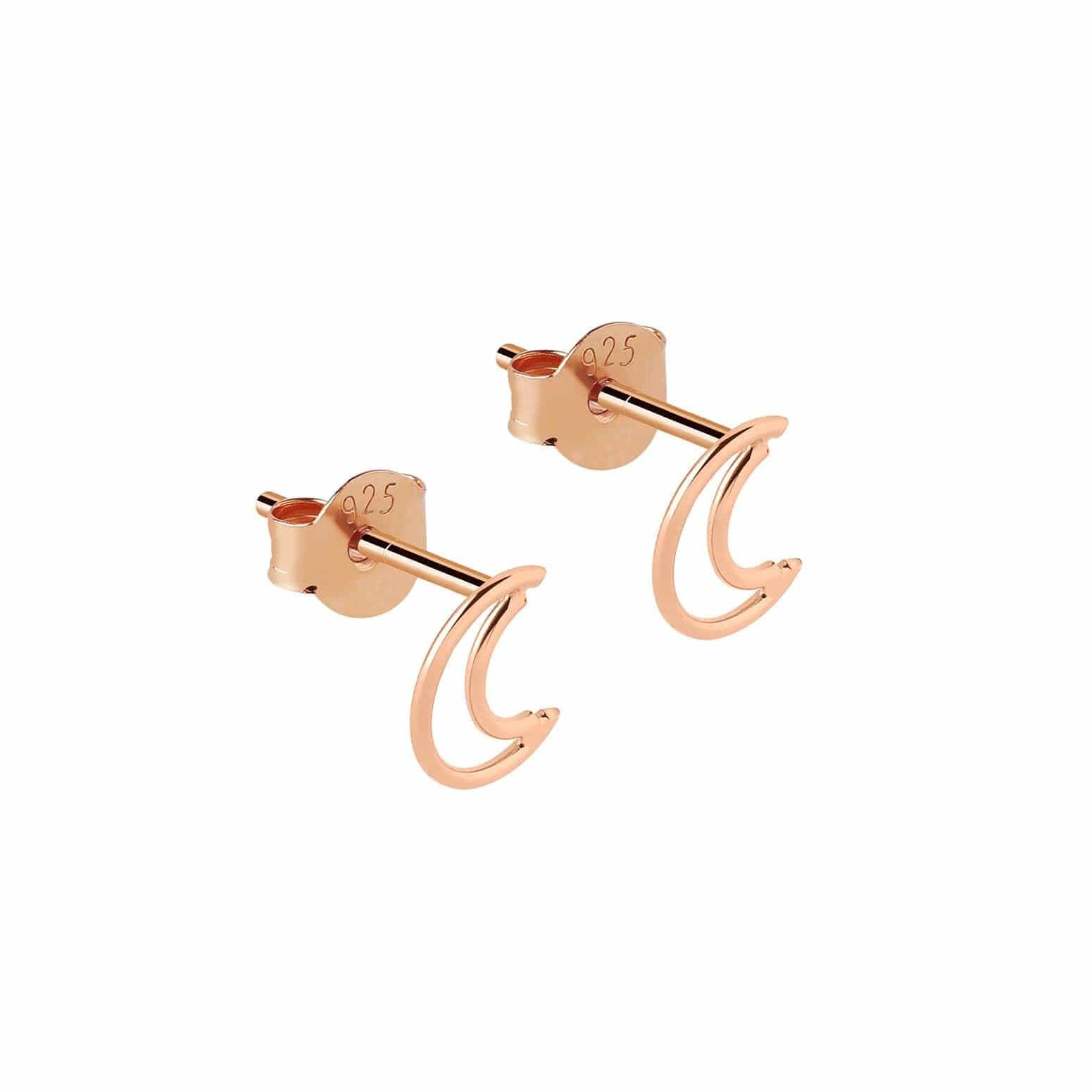 open moon rose gold plated stud earring