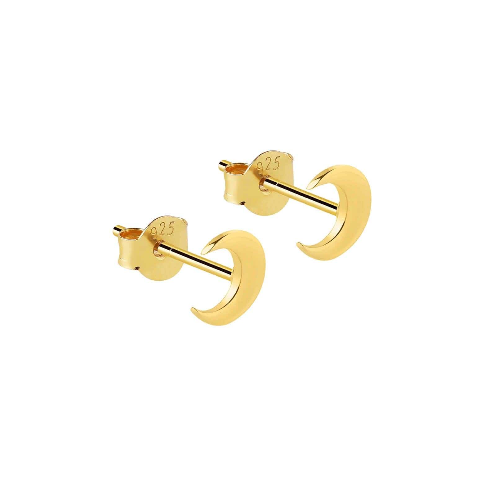 gold plated moon stud earring