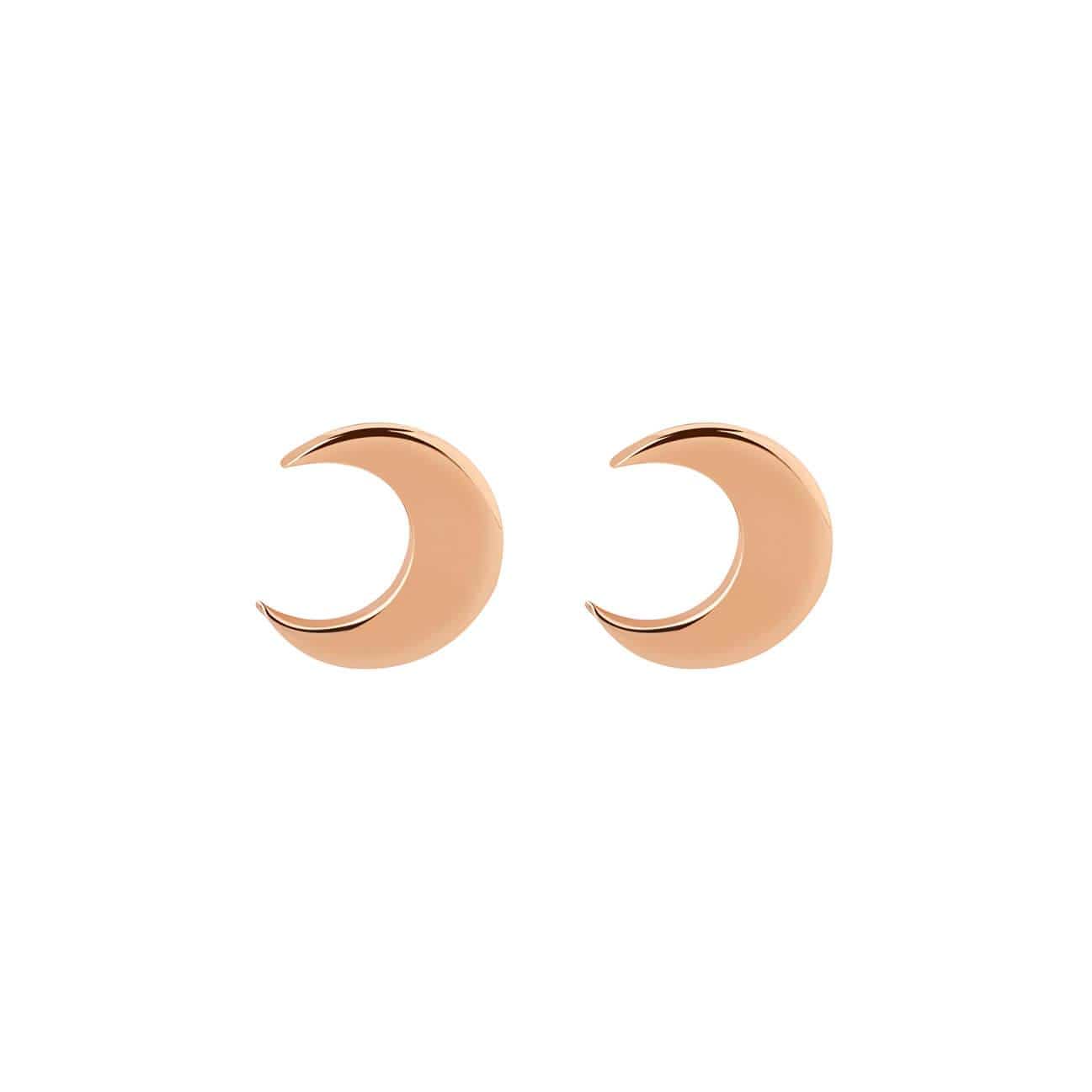front view rose gold plated moon stud earring
