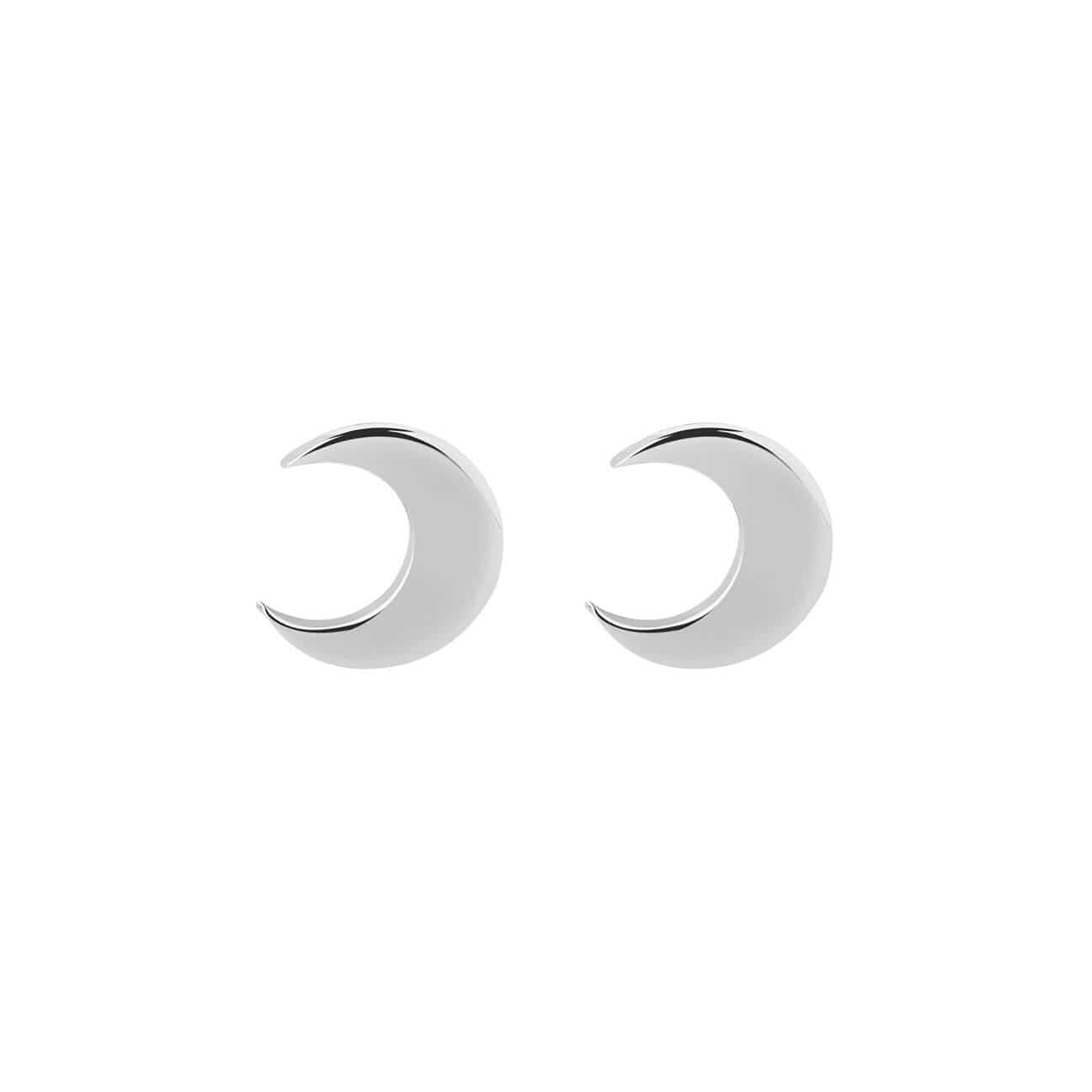 front view silver moon stud earring