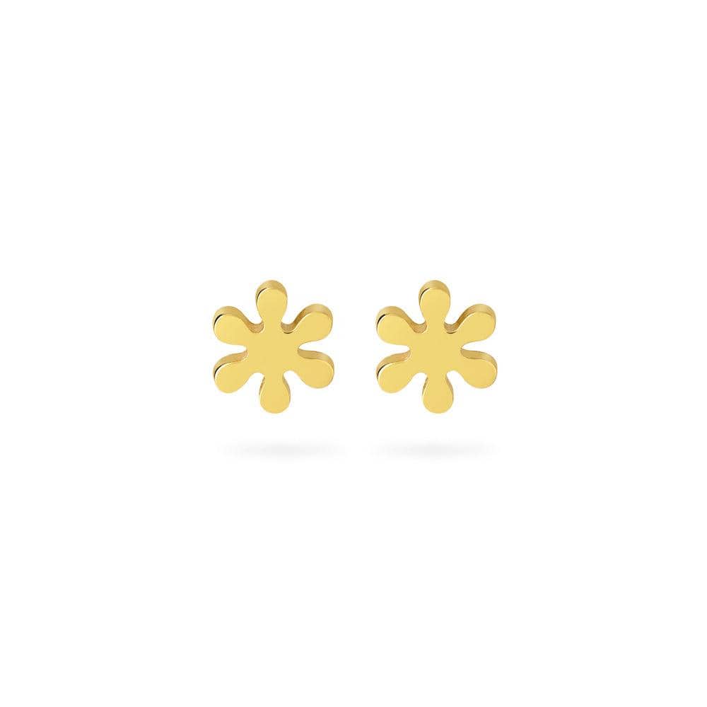 front view flower ear stud gold plated