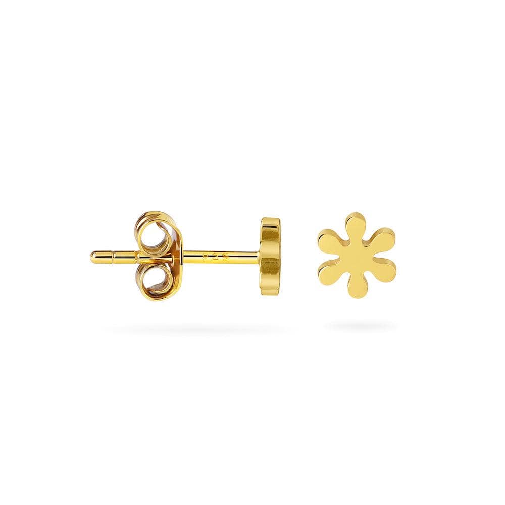 side view flower ear stud gold plated