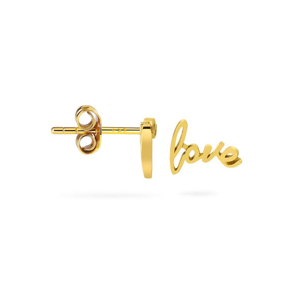 Love Stud Earrings Gold Plated - Juulry.com
