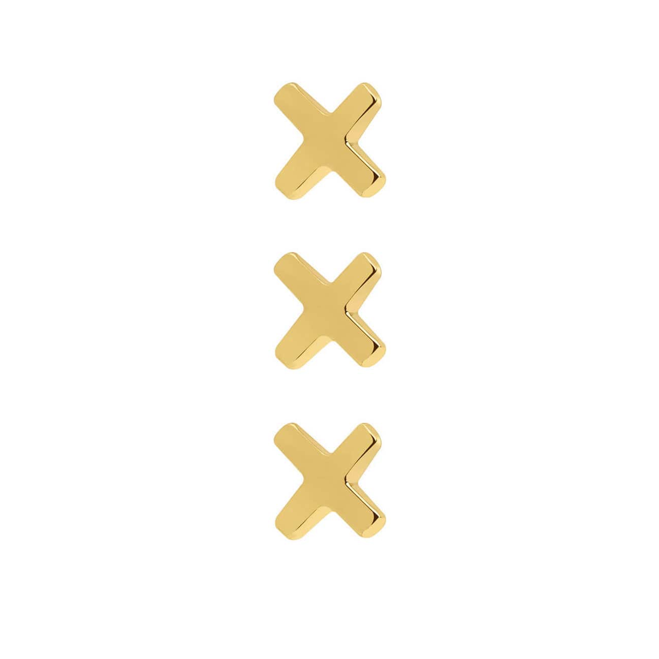 Three Crosses Amsterdam Ear Studs Gold Plated