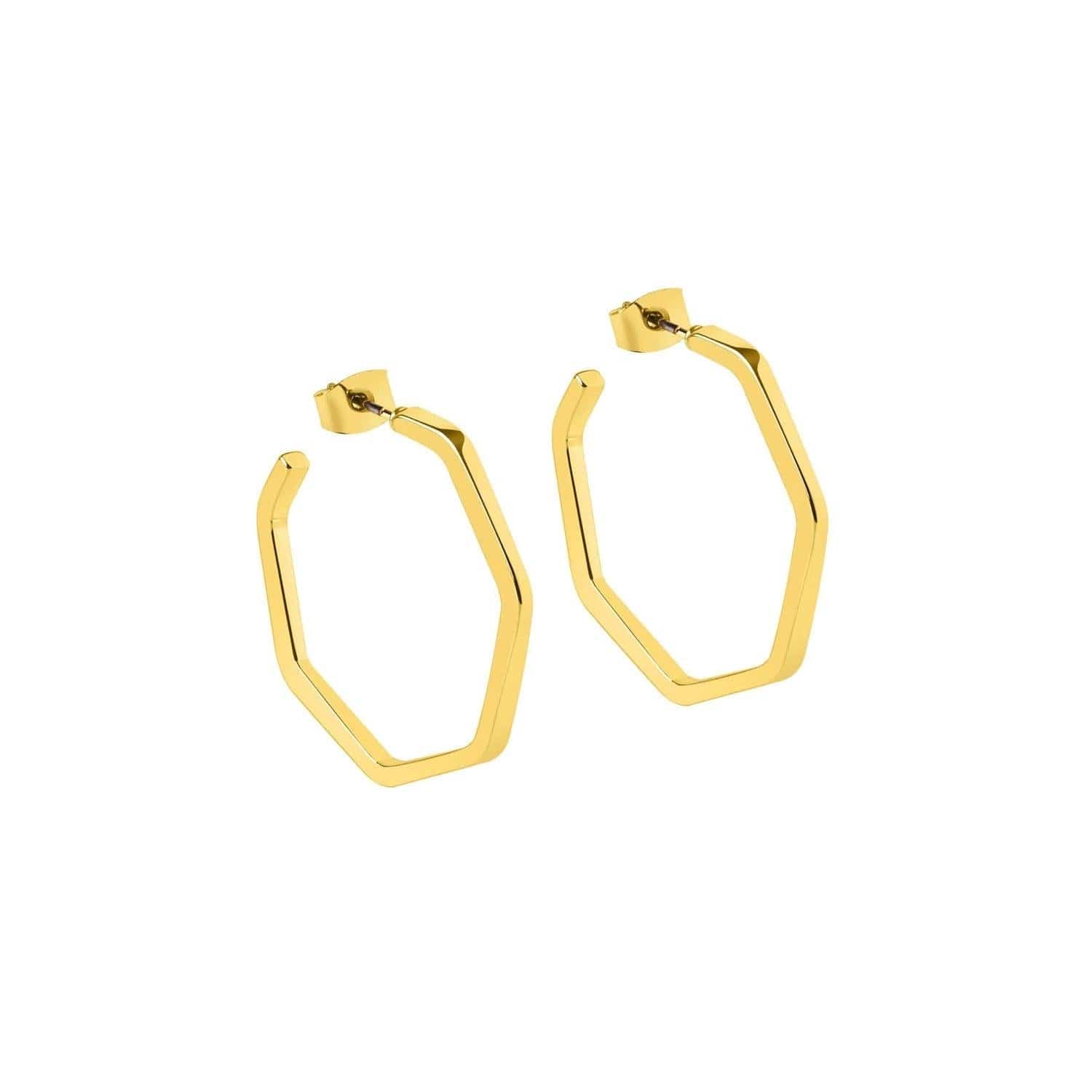 side view gold plated brass hexagon earring