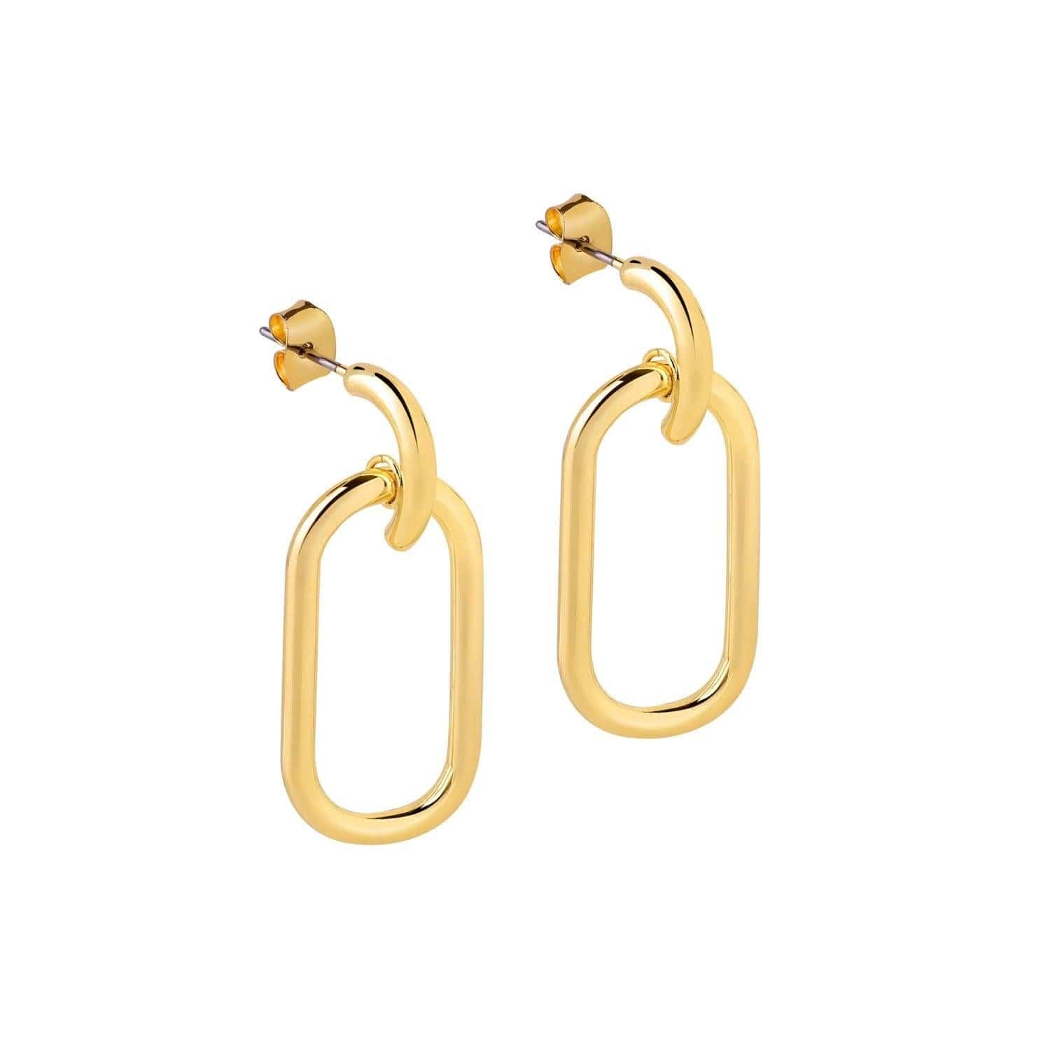 side view gold plated brass oval earrings
