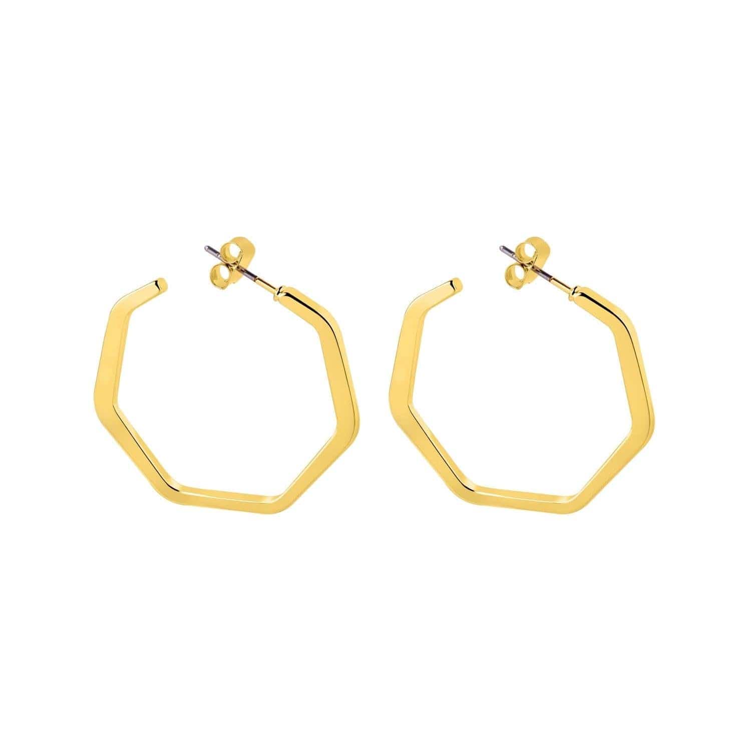 gold plated brass hexagon earring
