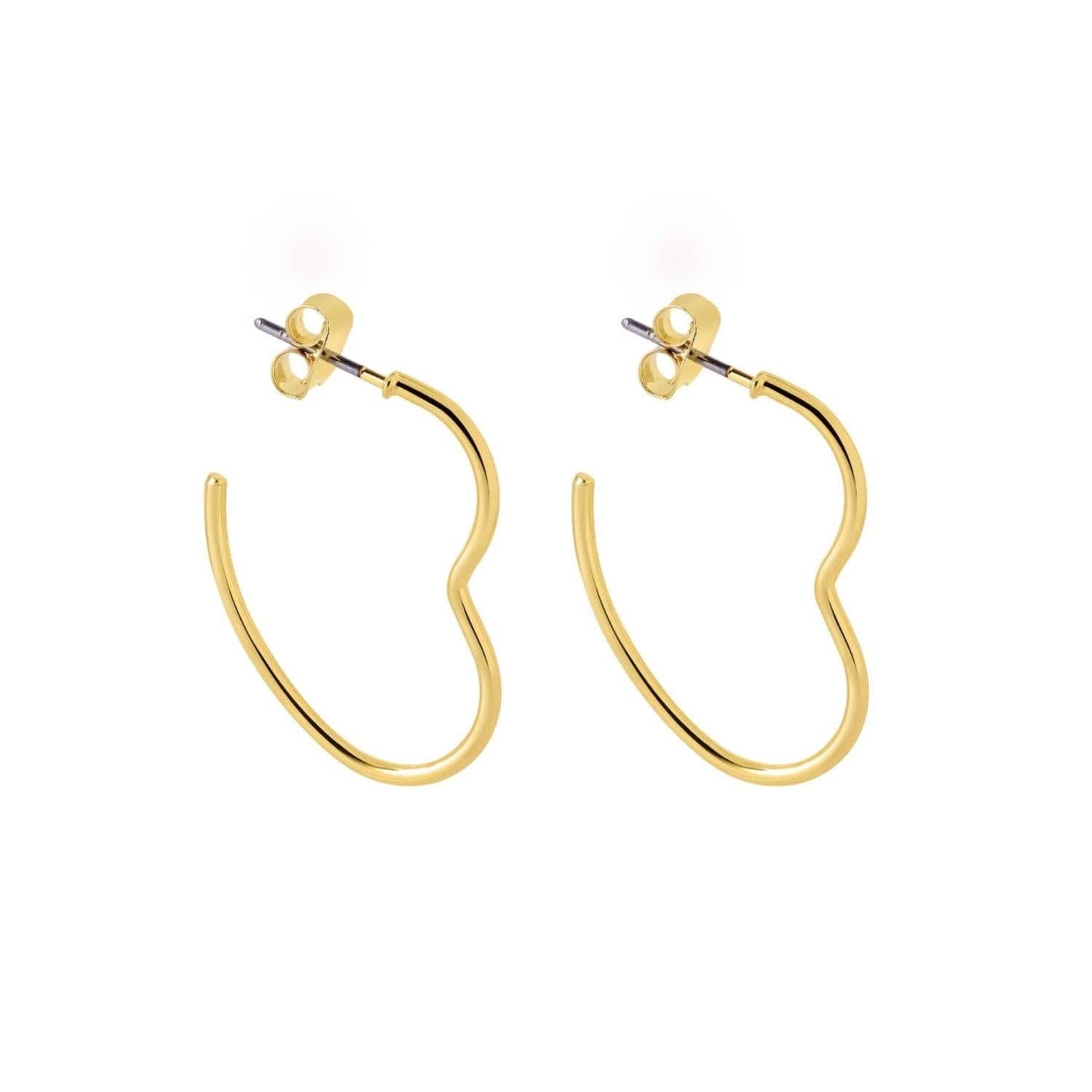 gold plated brass heart shape earrings