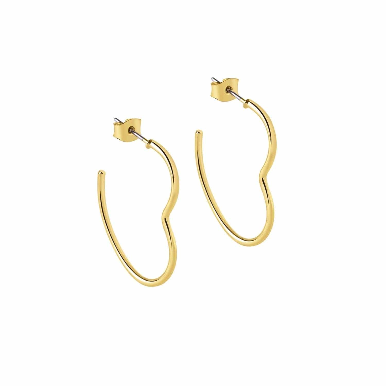 side view gold plated brass heart shape earrings