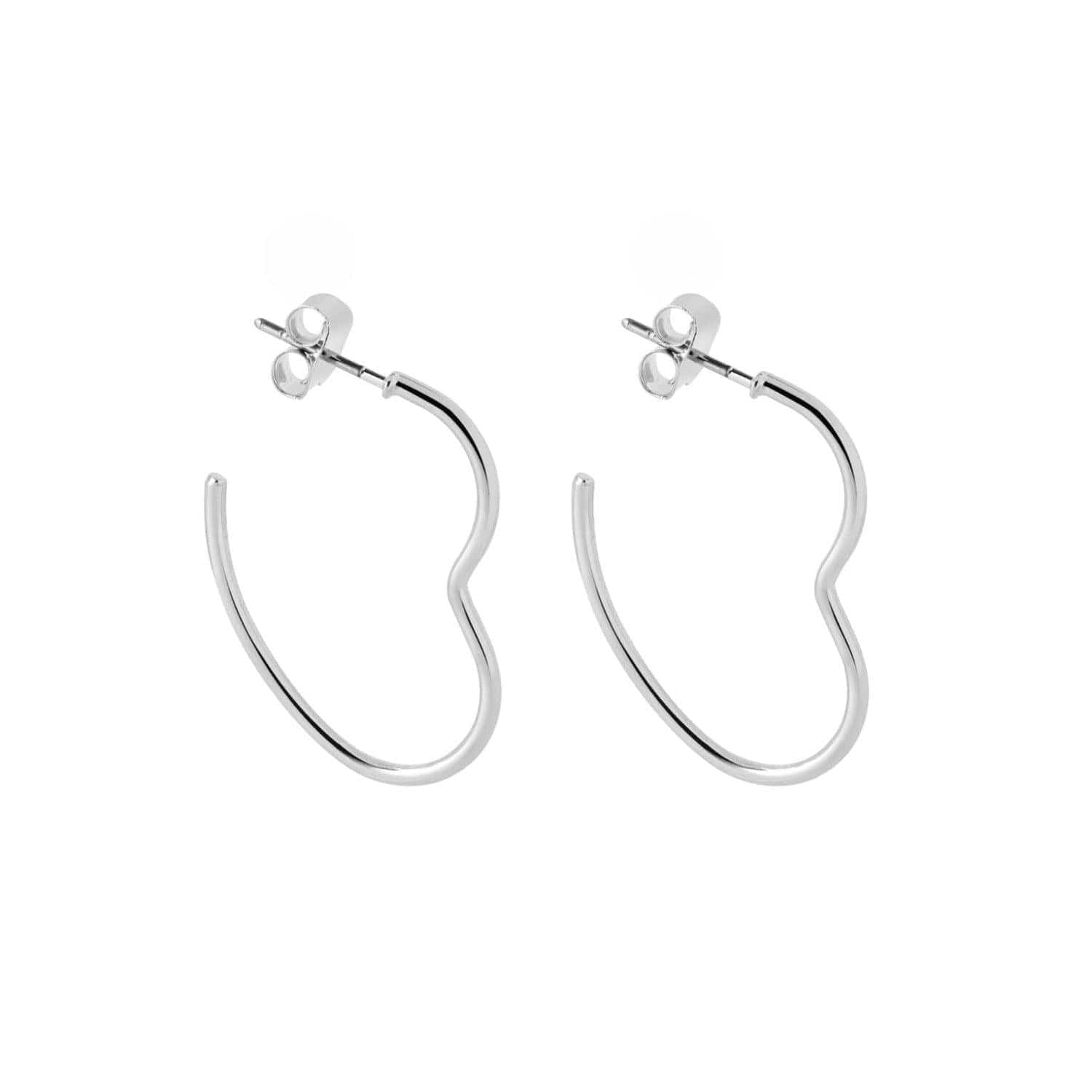 silver plated brass heart shape earrings