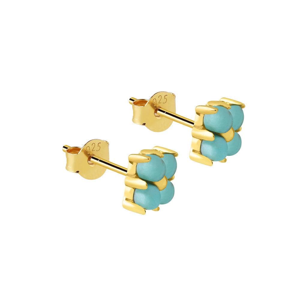 Turquoise Square Stud Earrings Gold Plated