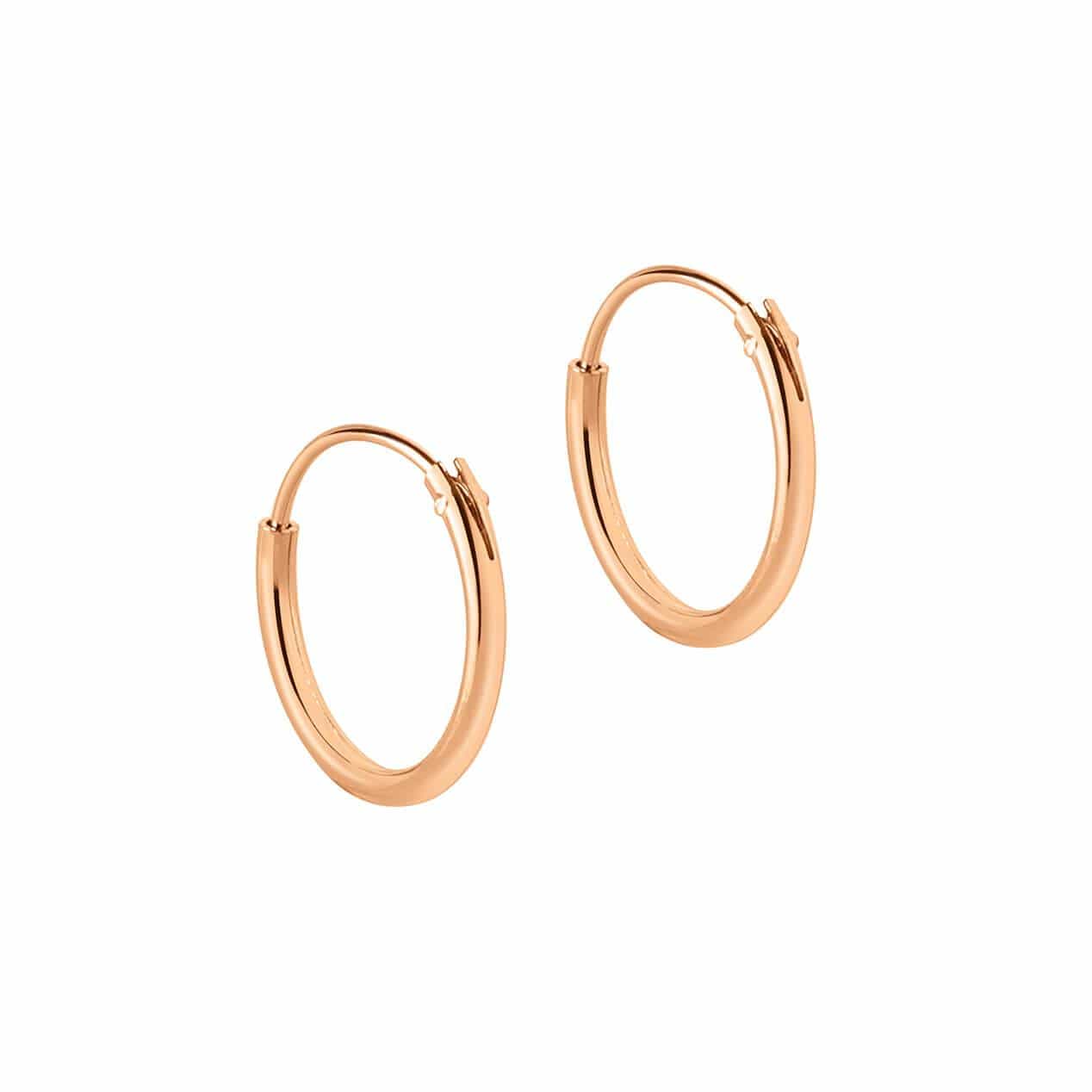 Rose Gold Plated Hoop Earrings 12 MM - Juulry.com