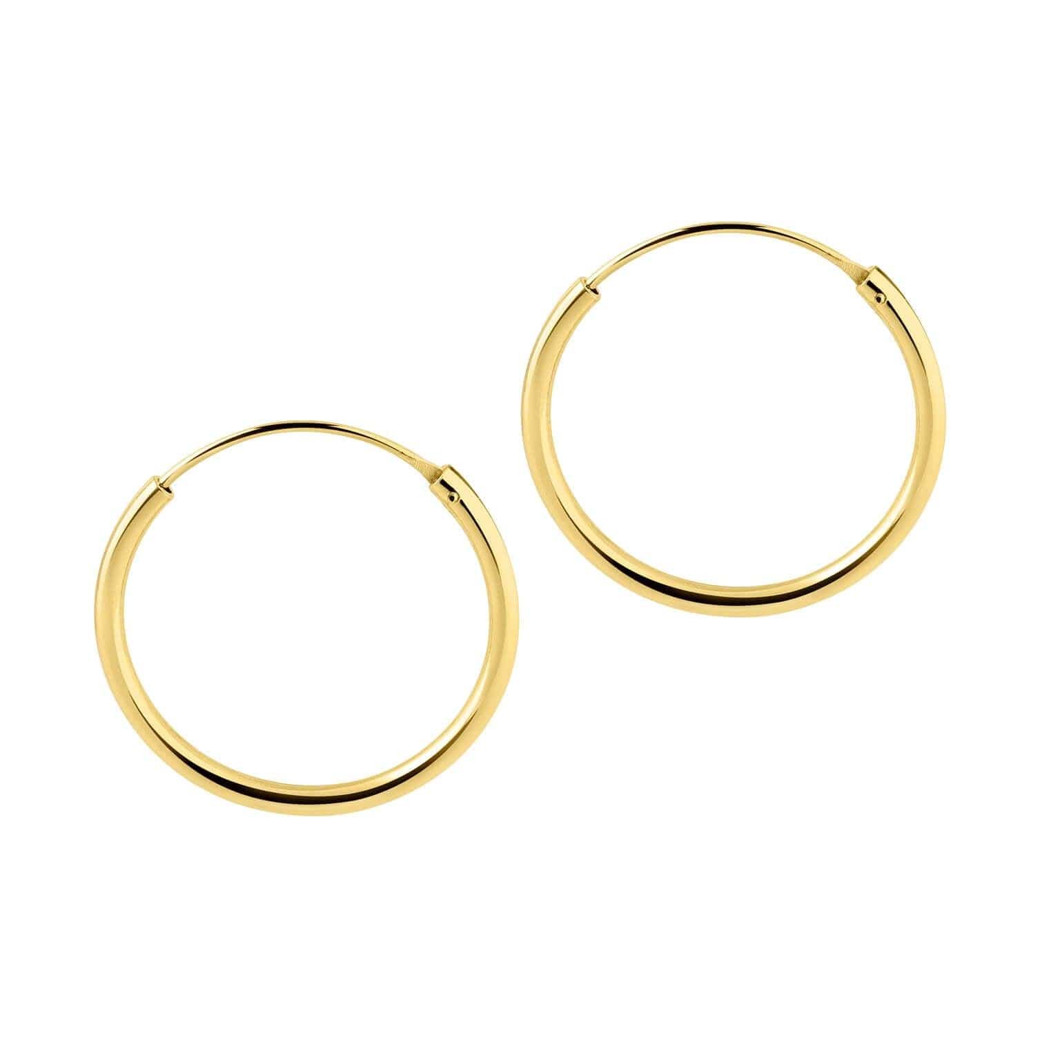 Gold Plated Hoop Earrings 20 MM 1,5MM - Juulry.com