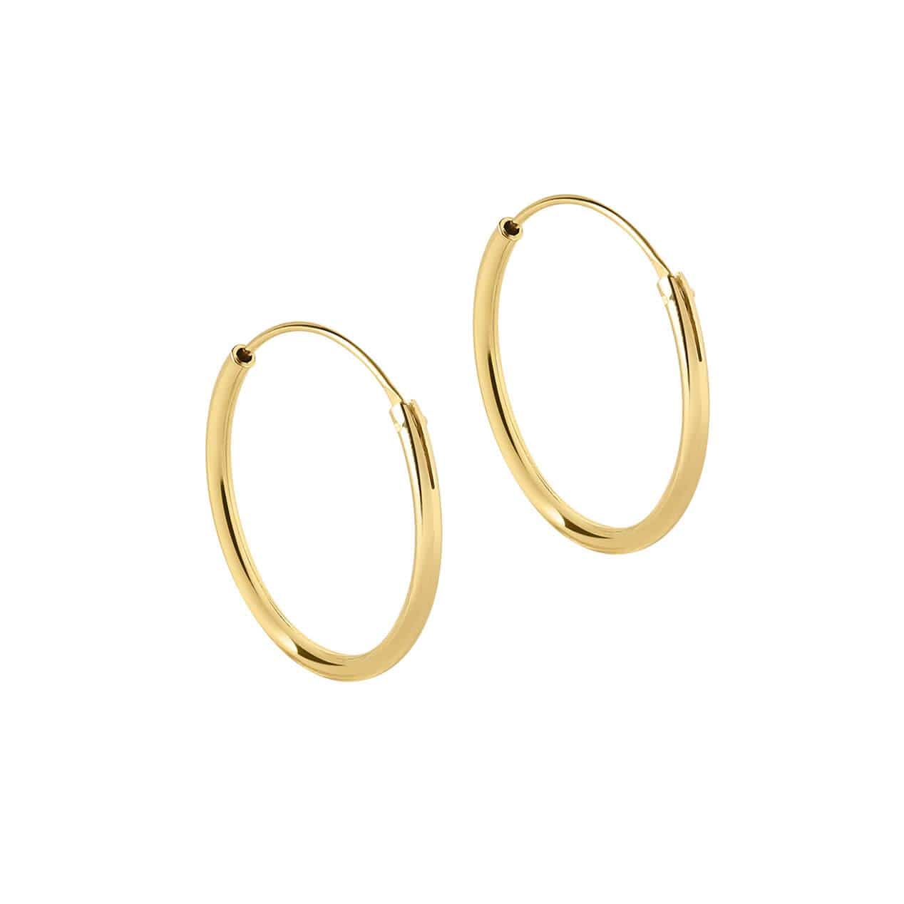 Gold Plated Hoop Earrings 20 MM 1,5MM - Juulry.com